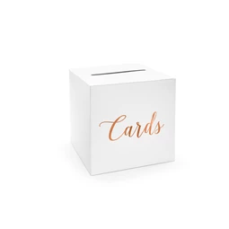 Esküvői kártya doboz kártyák rózsaarany 24x24x24 cm