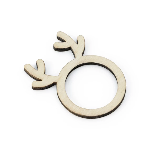 Fa szalvétagyűrűk agancs, természetes fa 6x7,5 cm S/6