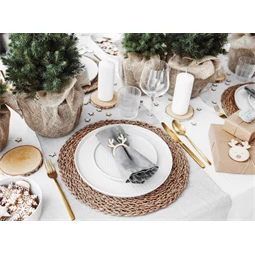 Fa szalvétagyűrűk agancs, természetes fa 6x7,5 cm S/6