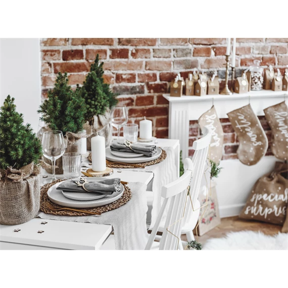 Fa szalvétagyűrűk agancs, természetes fa 6x7,5 cm S/6