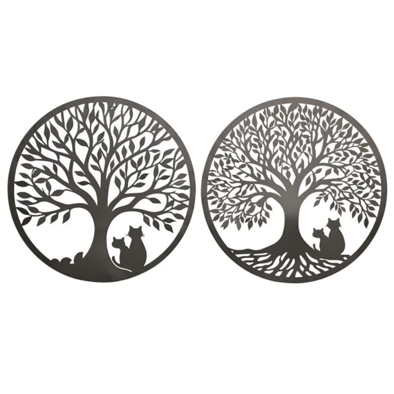 Fali dekoráció, életfa macskákkal 60x1x60 cm 2 féle