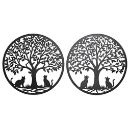 Fali dekoráció, életfa macskákkal 60x1x60 cm 2 féle