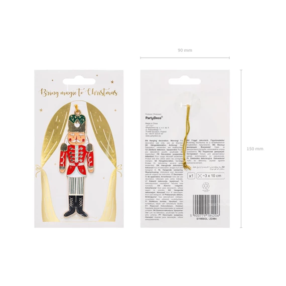 Fém függő dekoráció diótörő, mix, 3x10 cm