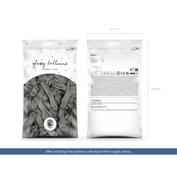 Fényes lufi 12 cm sötét ezüst S/50