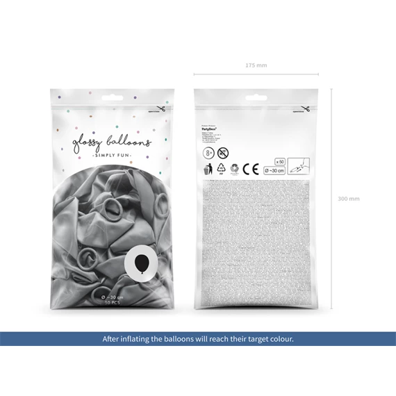 Fényes lufi 30 cm ezüst S/50