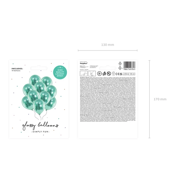 Fényes lufi 30 cm palackzöld S/10