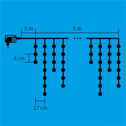 LED-es fényfüggöny, 150 LED, 5 m