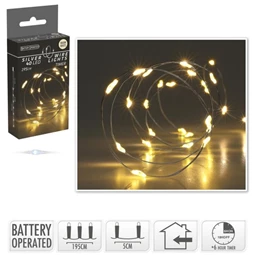 Fényfüzér elemes, időzítővel, 40 LED-es, beltéri 1,95 m