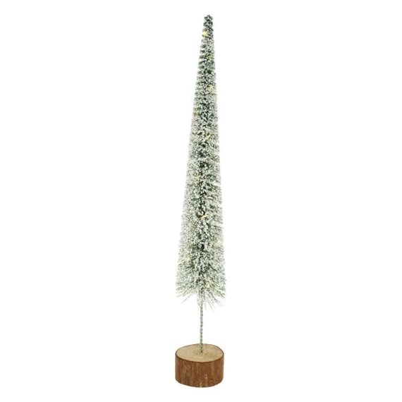 Fenyő fa talpon havas, LED-es 6×58,5 cm