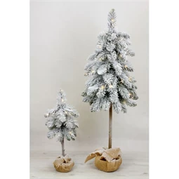 Fenyőfa zsákban, havas, LED-es, elemes, 66 ággal 130 cm