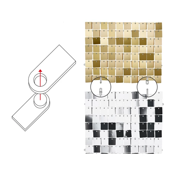 Flitter háttérpanel négyzet alakú ezüst színű 30x30 cm