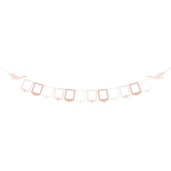 Girland 10,5x15cm-es képkeretekkel papír 2,5 m fehér, rózsaszín