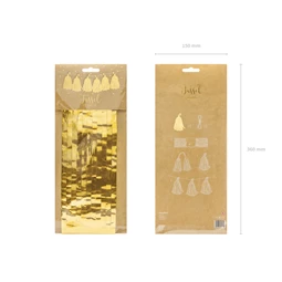 Girland bojtokkal, 30 cm x 1,5 m arany