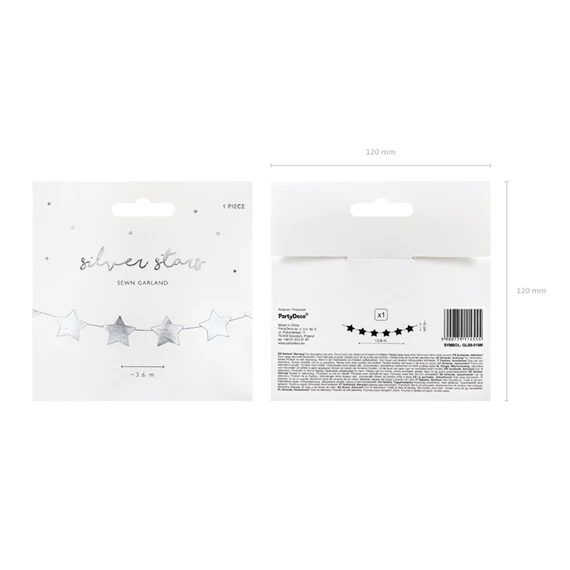 Girland csillagok ezüst 3,6 m