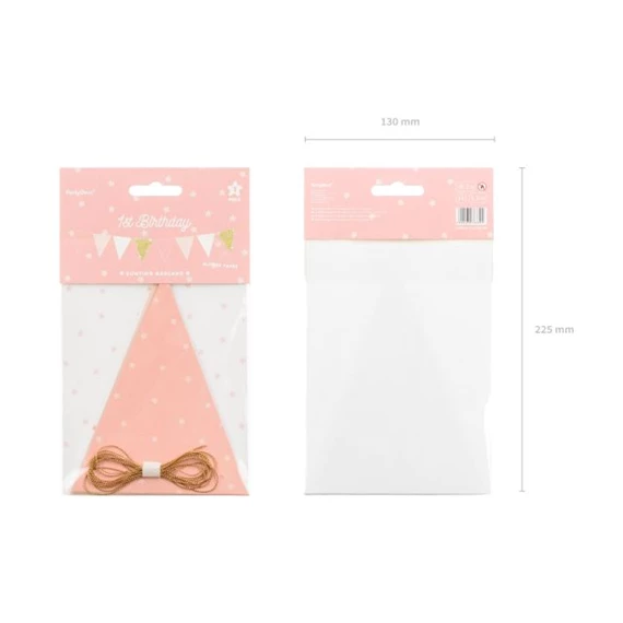 Girland papír 1,3 m arany,fehér,rózsaszín