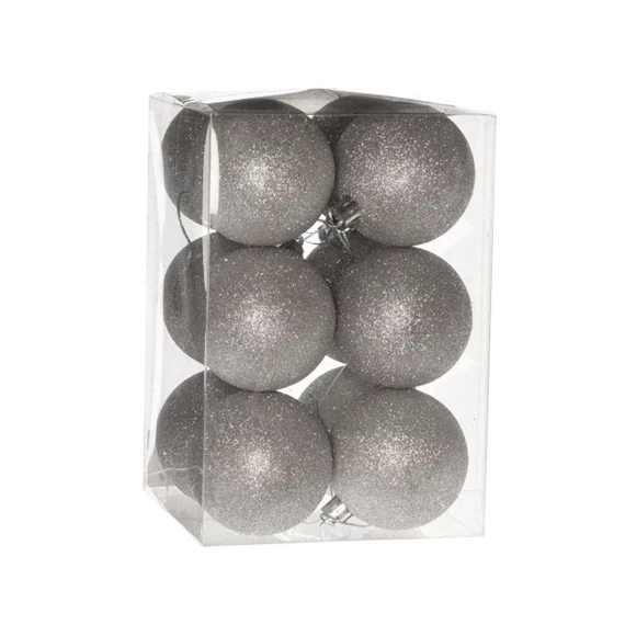 Gömb dobozban, glitteres 6 cm S/12