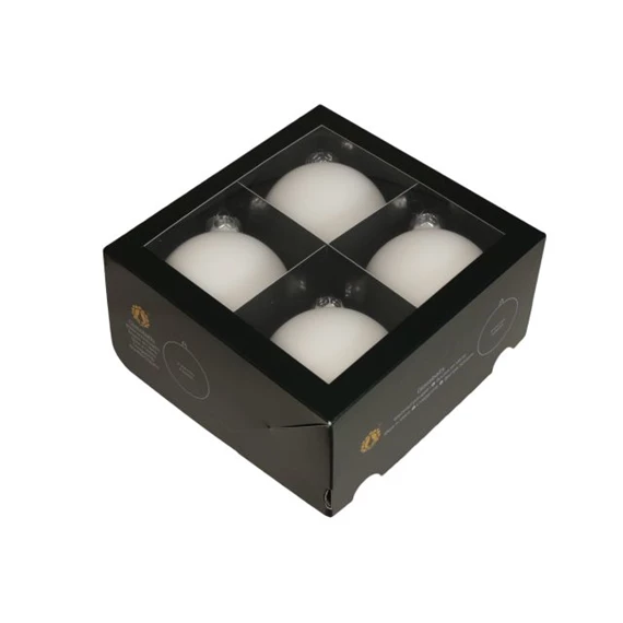 Gömb 10 cm white satin S/4