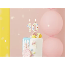 Gyertya 0-ás szám születésnapi fehér konfetti 5,5 cm