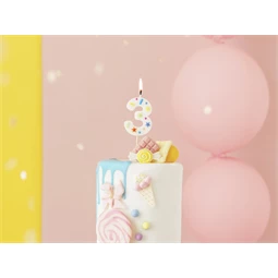 Gyertya 3-as szám születésnapi fehér konfetti 5,5 cm