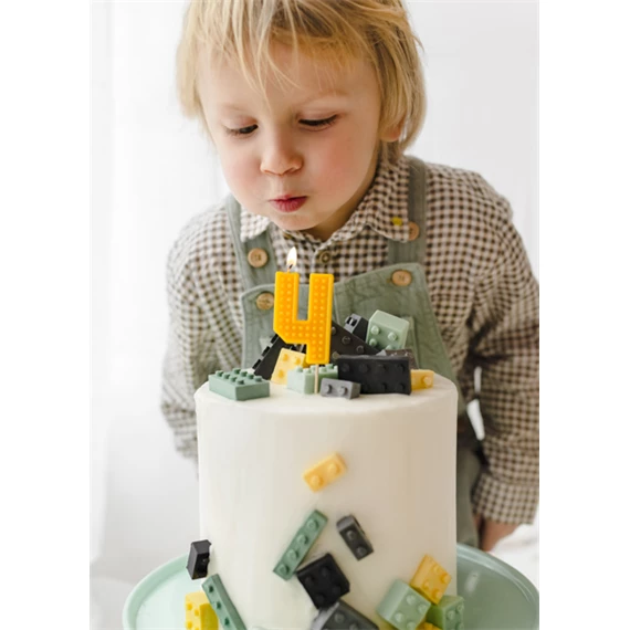 Gyertya 4-es szám születésnapi 6 cm sárga