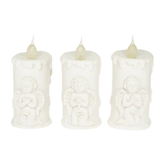 Gyertya angyallal LED-es 6x5,5x12 cm 3 féle
