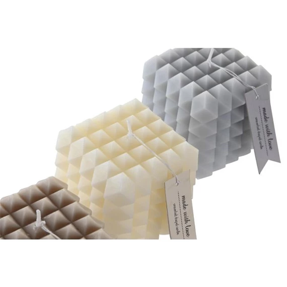 Gyertya geometrikus 8x8x7 cm 3 féle