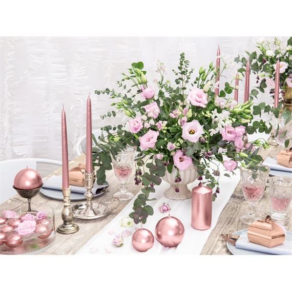 Gyertya gömb fémes rózsaarany 6 cm S/10