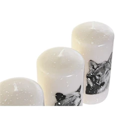 Gyertya bölény, medve, farkas mintás 7x7x13,5 cm 3 féle