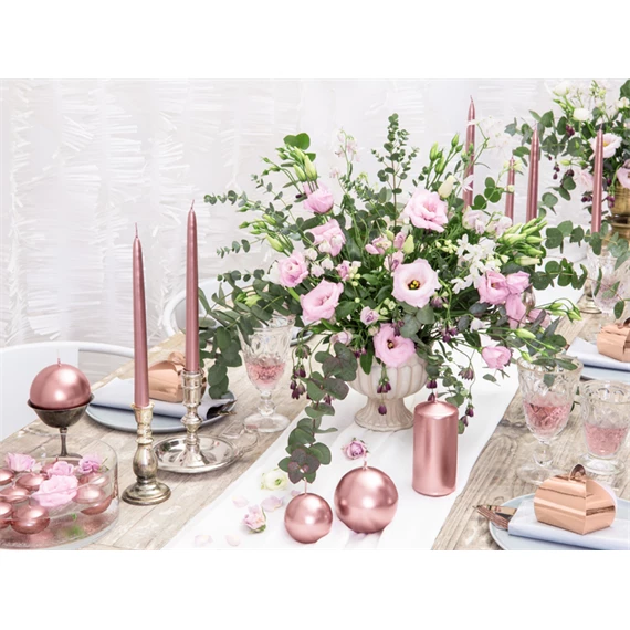 Gyertya oszlop fémes rózsaarany 12x6 cm S/6