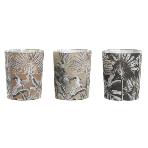 Gyertya szett trópusi mintás 5x5x6 cm 3 féle S/3