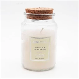 Illatgyertya üvegben, parafa fedővel - Mimóza és Kardamom 120 gr/db