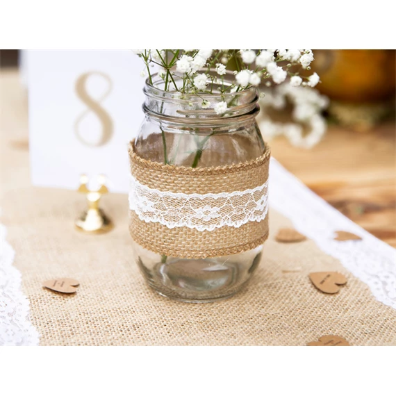 Juta szalag csipkével 5x500 cm