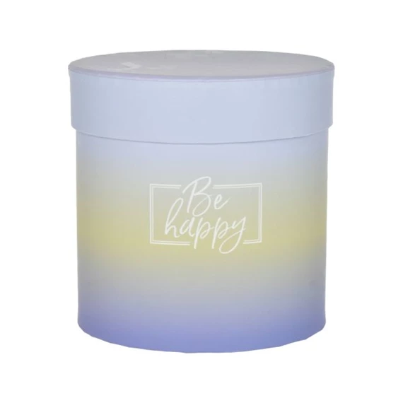 Kalapdoboz "Be happy" felirattal 11x11 cm
