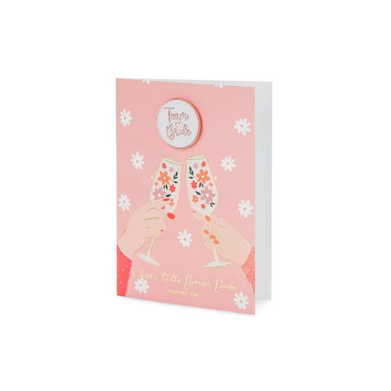 Kártya zománc kitűzővel bride team, 10,5x15 cm