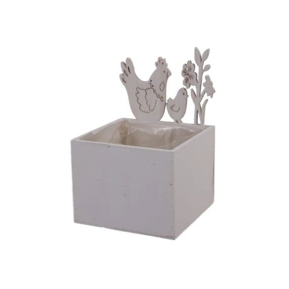 Kaspó ültethető, szögletes, csirke mintával 8,5x8,5x12,5 cm