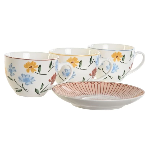 Kávés készlet virágos 15x15x7,5 cm 220 ml 3 féle 