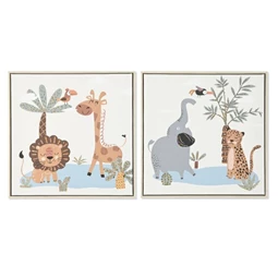 Kép keretes, dzsungel állatok 35x2,6x35 cm 2 féle