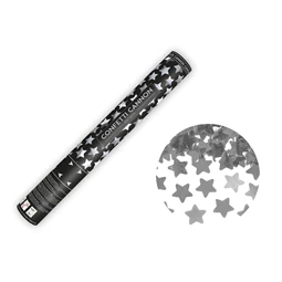 Konfetti ágyú csillagokkal ezüst 40 cm