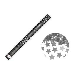 Konfetti ágyú csillagokkal ezüst 60 cm