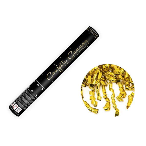 Konfetti ágyú szalagokkal arany 40 cm