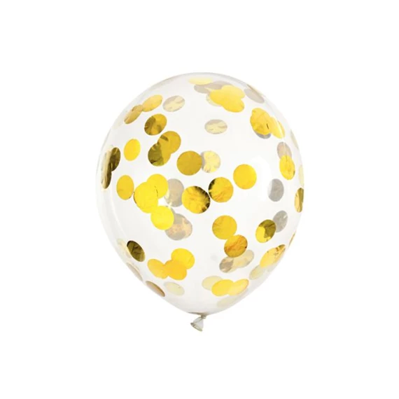 Konfetti lufi körök 30 cm arany S/6