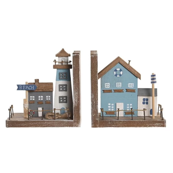 Könyvtámasz szett, vízparti ház 13x9x13 cm S/2