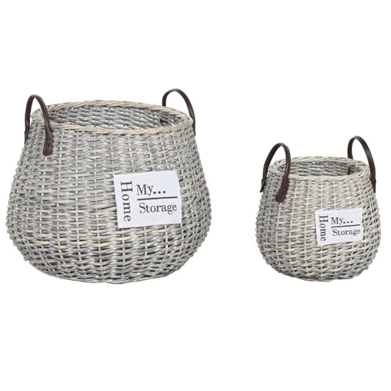 Kosár szett füllel, fonott 45x45x40 cm S/2