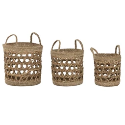 Kosár szett füllel, kerek 30x30x40 cm S/3