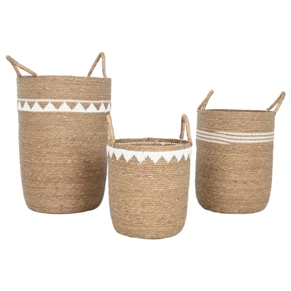 Kosár szett füllel, kerek 39x39x59 cm S/3