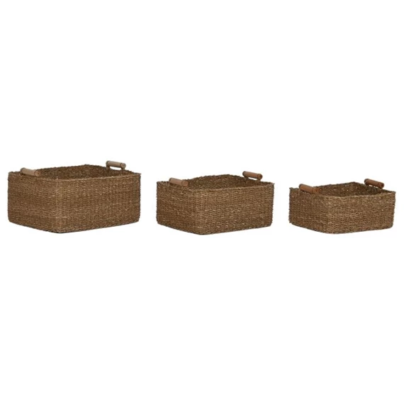 Kosár szett füllel, szögletes 48x40x22 cm S/3