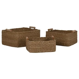 Kosár szett füllel, szögletes 48x40x22 cm S/3