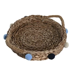 Kosár szett pomponos 49x40x9,5 cm S/2