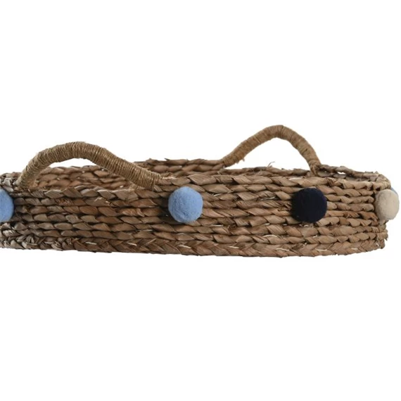 Kosár szett pomponos 49x40x9,5 cm S/2