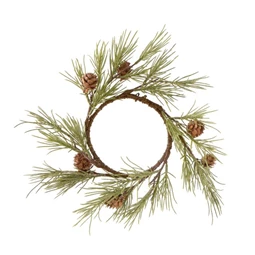 Koszorú fenyővel, tobozzal, glitteres, 26 cm